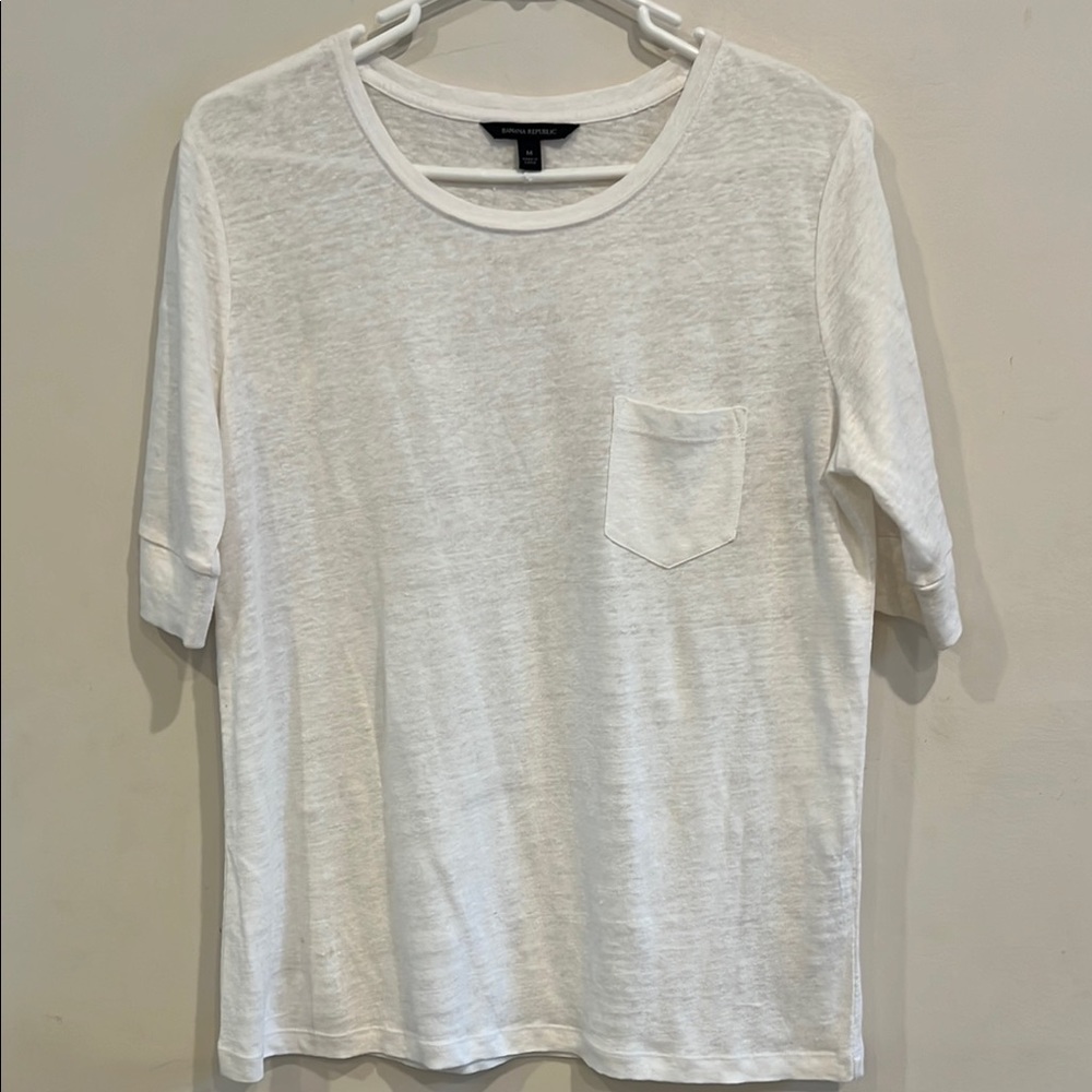 Banana Republic Cream White Pocket Short Sleeve Tee Size M